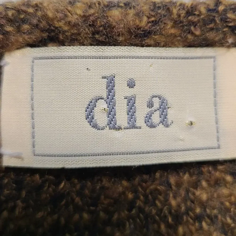 Vintage dia Boutique Brown Knit Sweater with Pockets Women's Oversize S USA 2597 - Picture 3 of 9